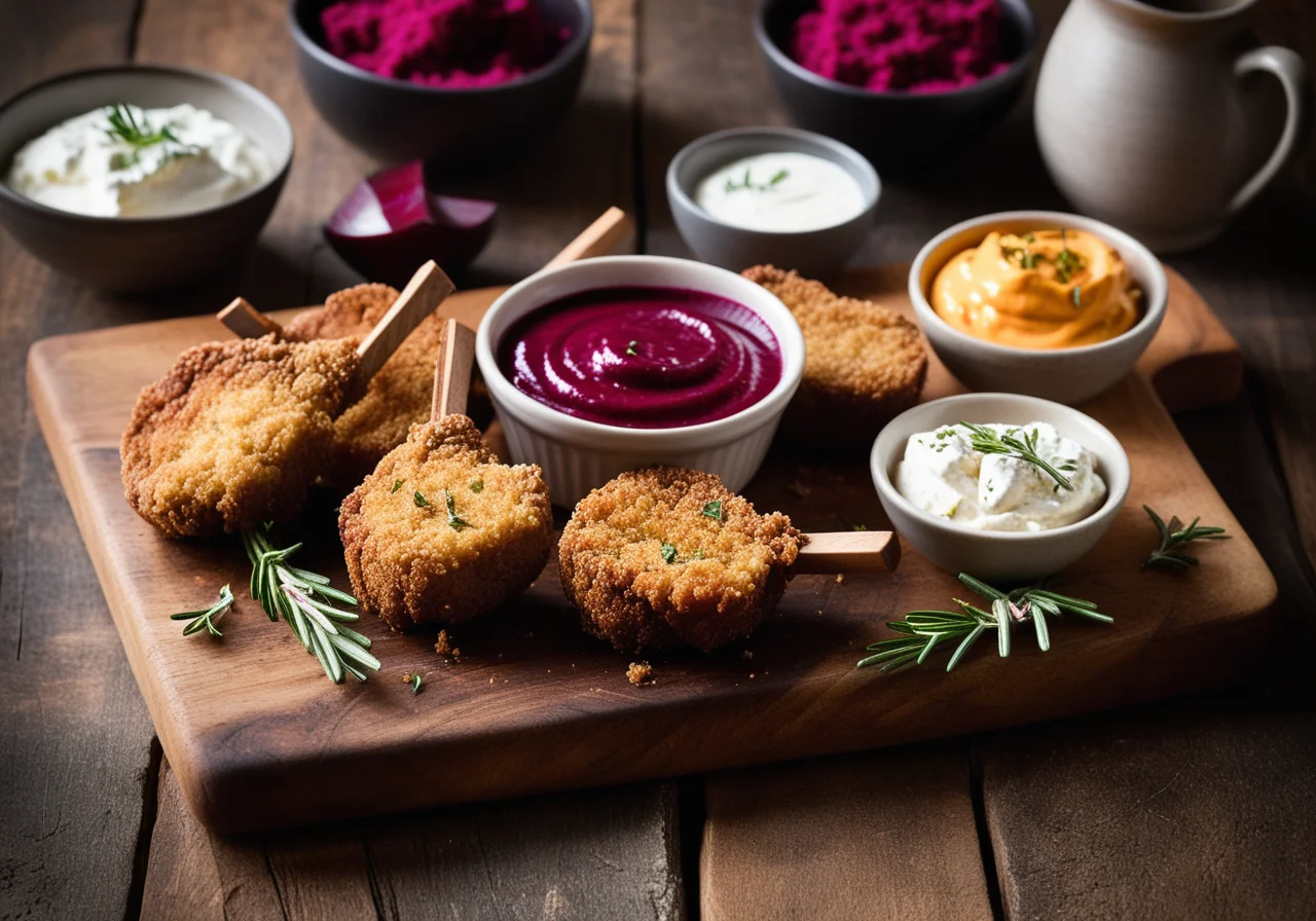Breaded Lamb Chops with Vegetable Dip