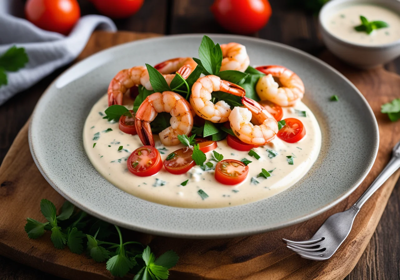 Shrimp Tails with Feta Sauce