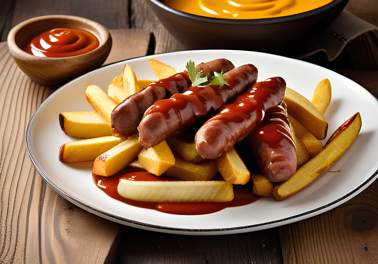 Currywurst with French Fries