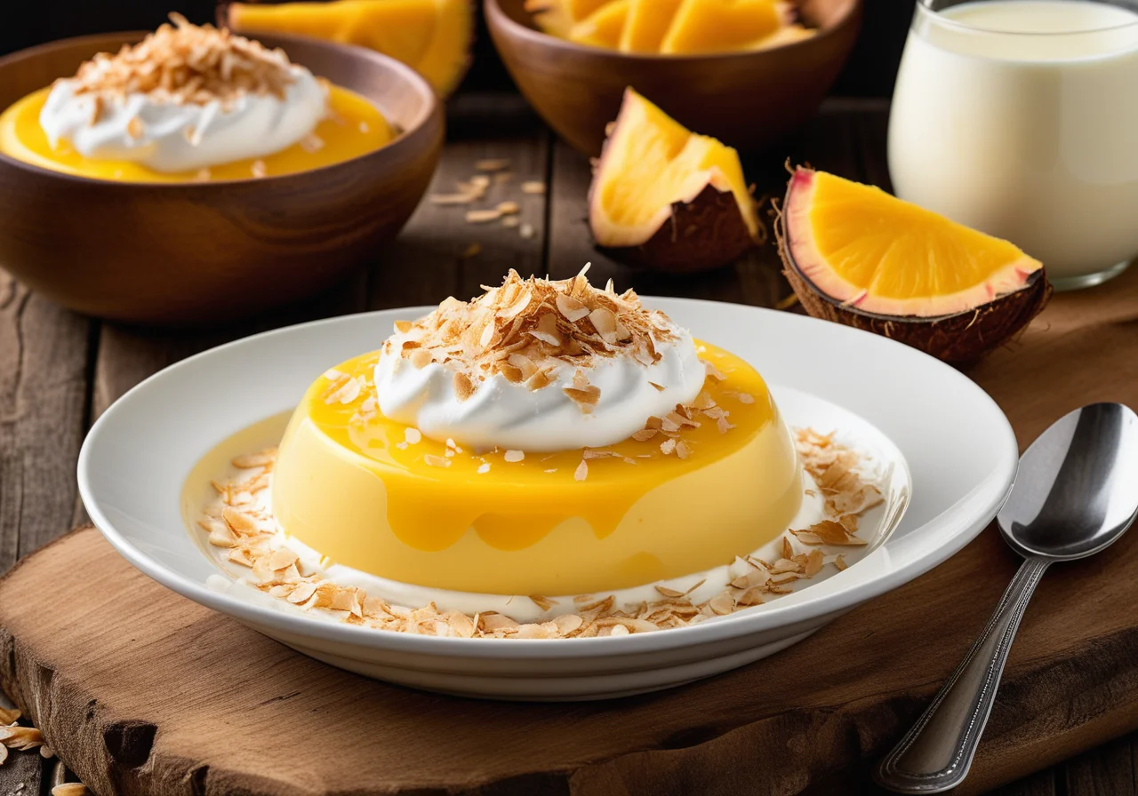 Yellow Pudding with Quark Cream