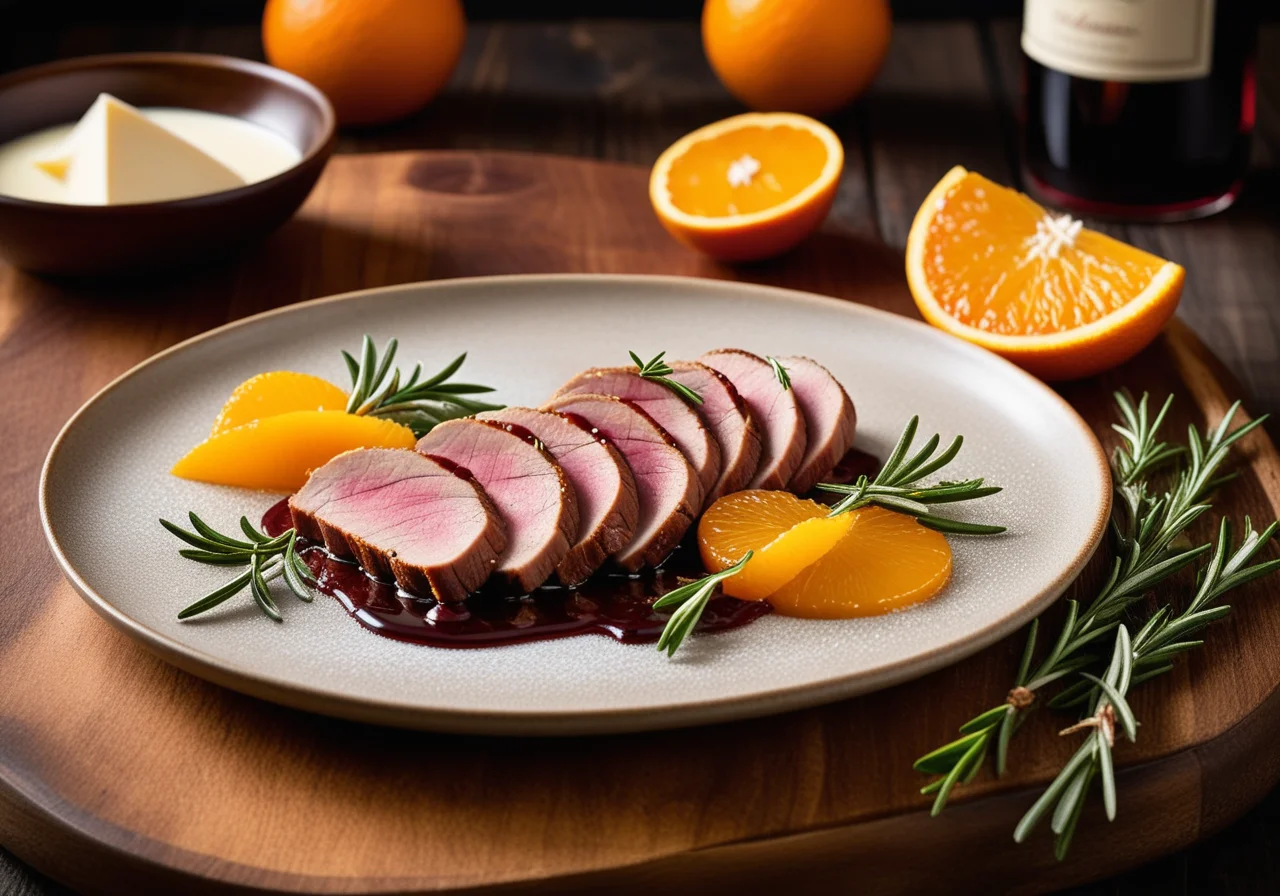 Duck with Orange Port Wine Sauce and Tête-de-Moine