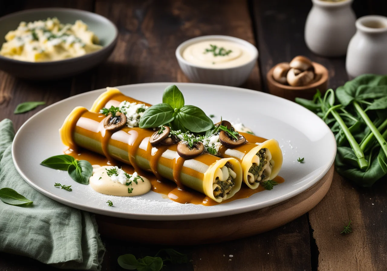 Stuffed Cannelloni with Feta and Mushrooms