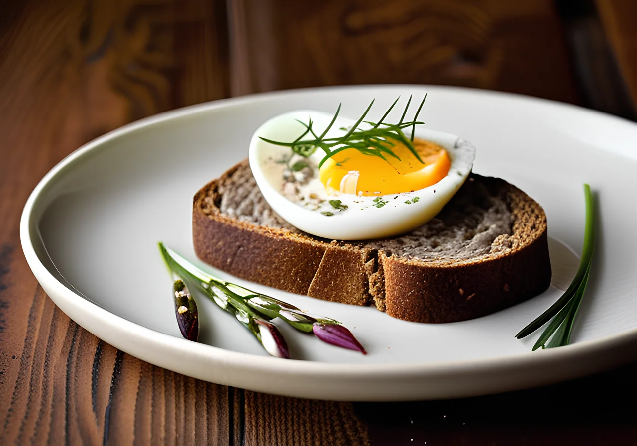 Bread with Egg Spread, Herring, and Radishes