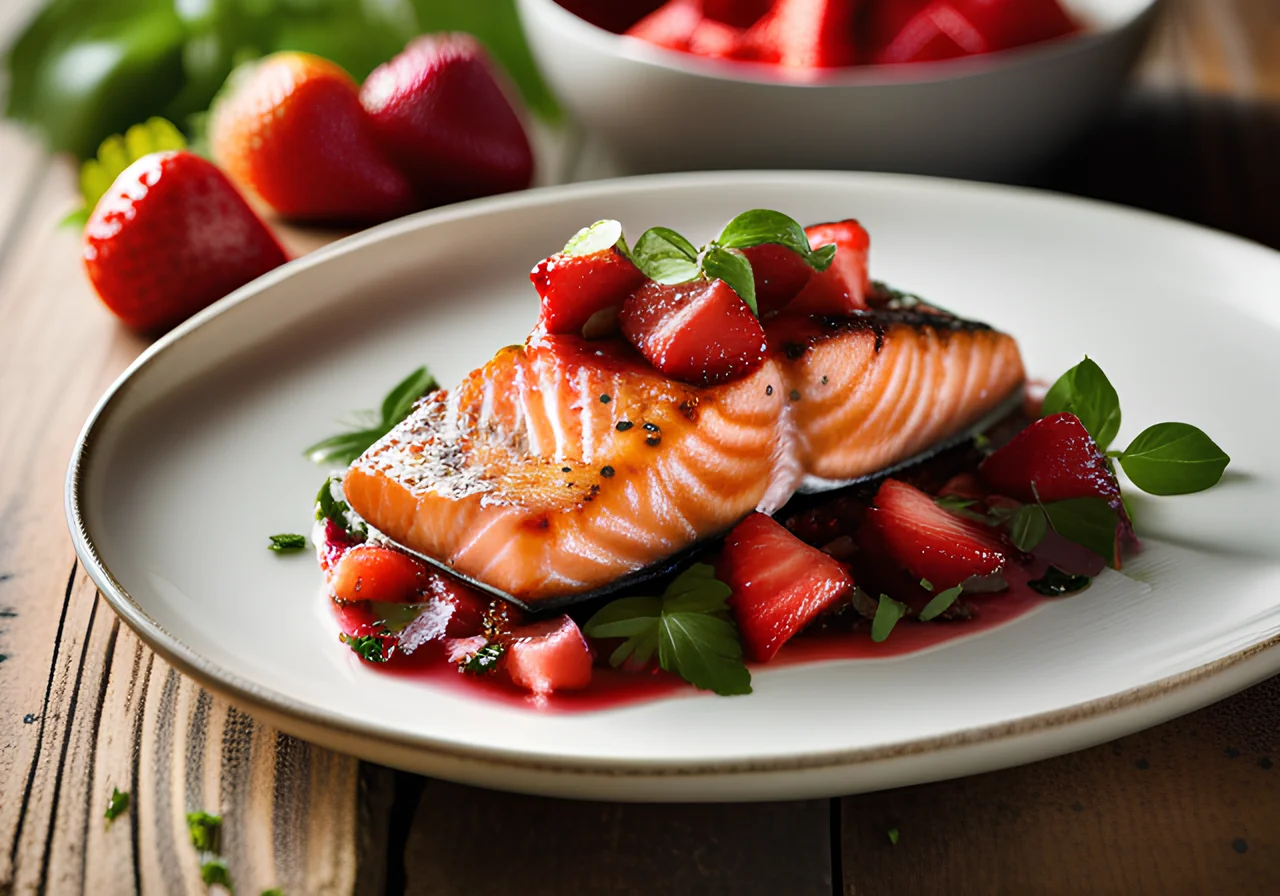 Salmon with Strawberry Ragout
