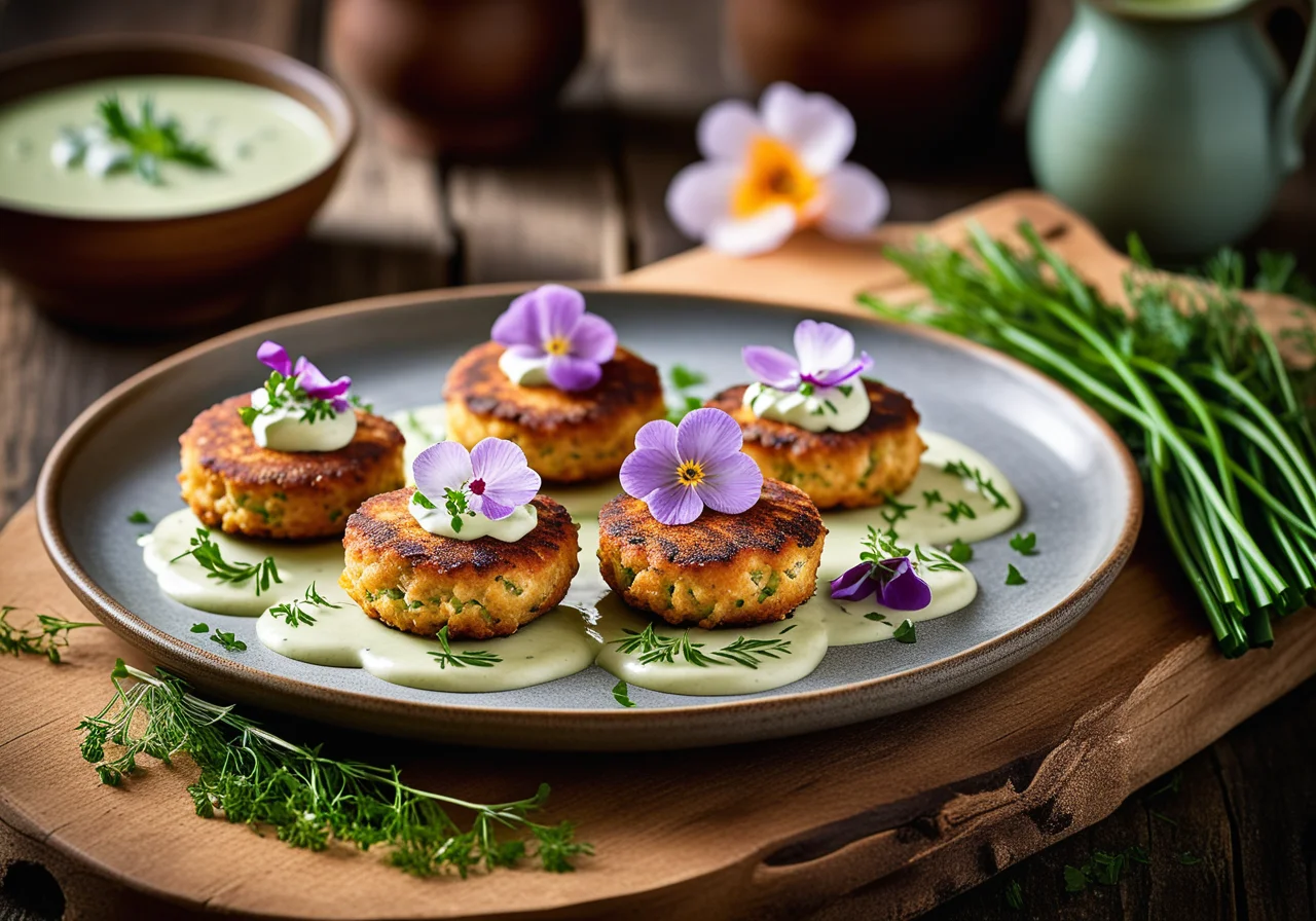 Fish Patties with Herb Cream
