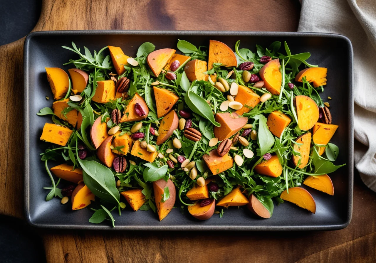 Arugula Sweet Potato Salad with Avocado and Pistachios