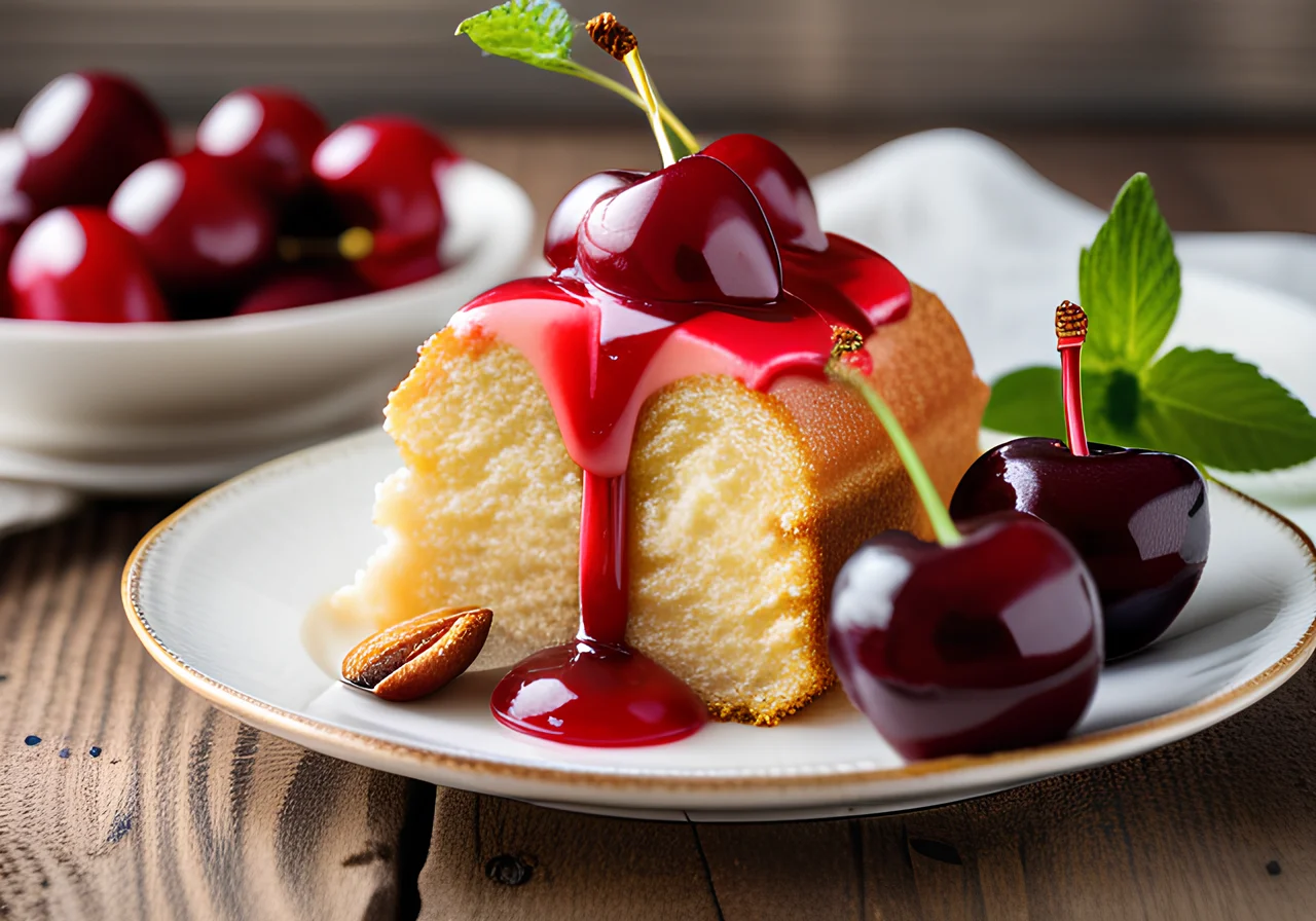 Cherry Buttercream Roll with Almonds