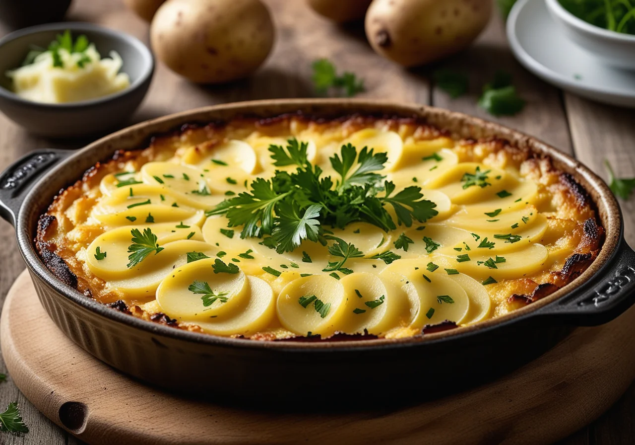 Potato Gratin with Mixed Pickles