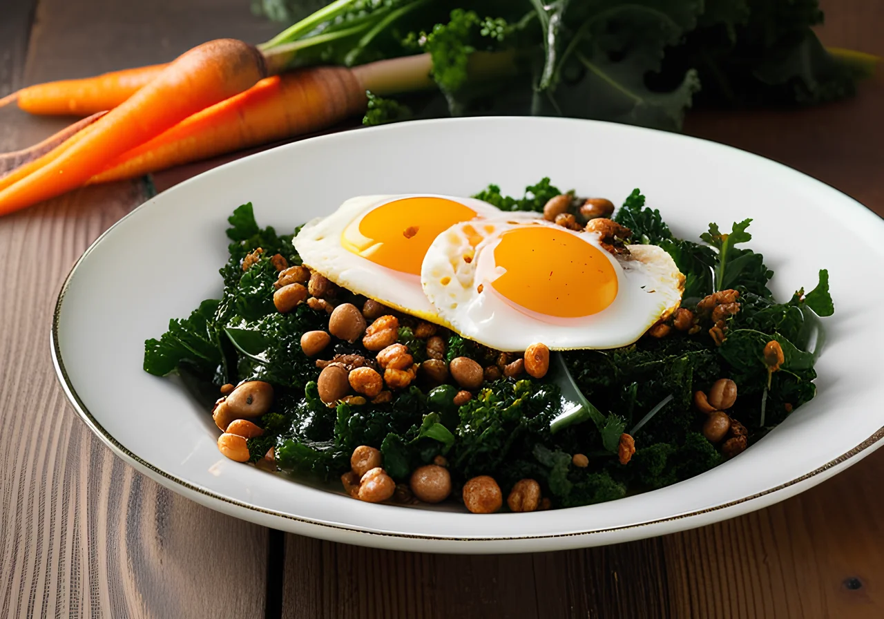 Lentils with Kale and Fried Eggs