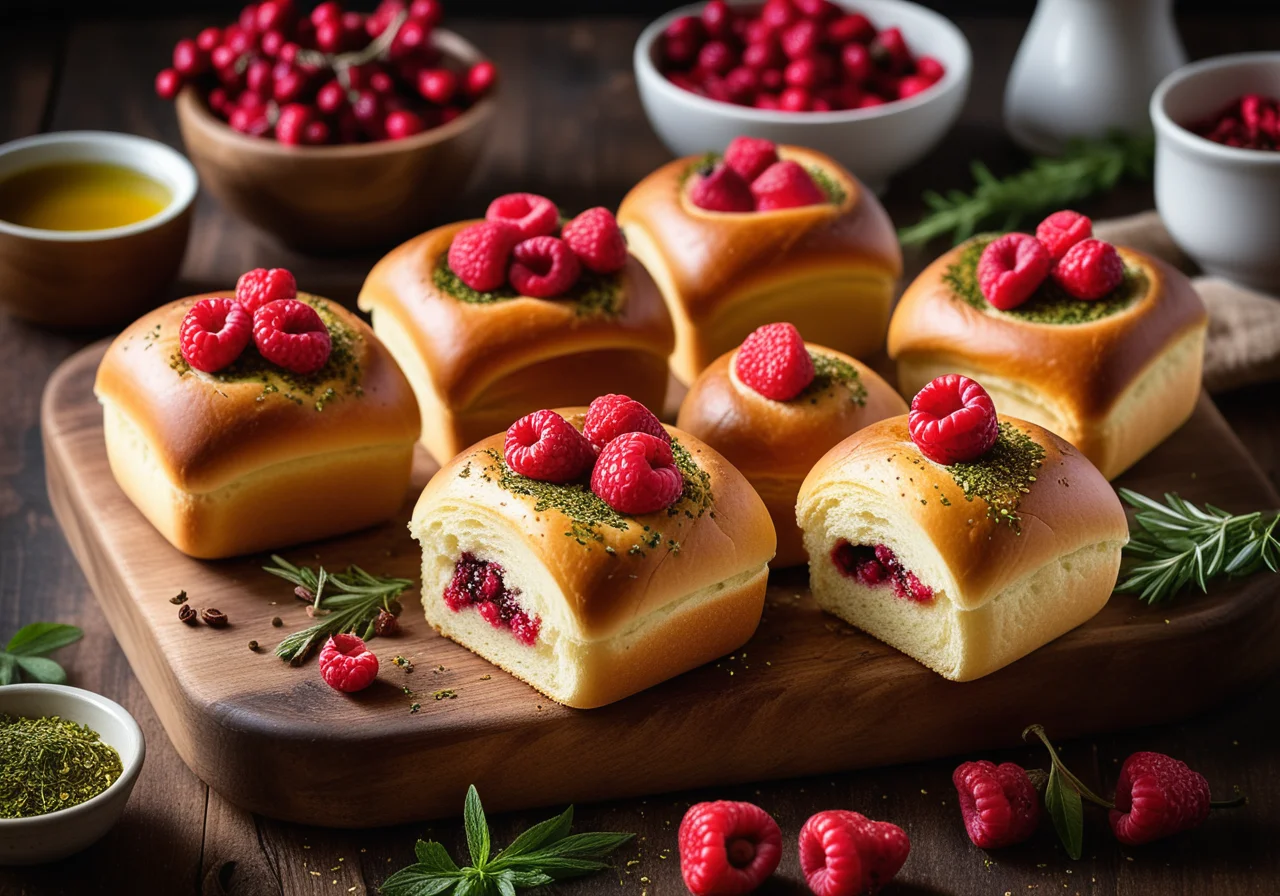 Vegan Brioches with Pink Pepper and Herbs