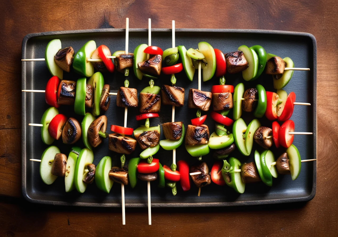 Champignonspieße mit Apfel-Salsa