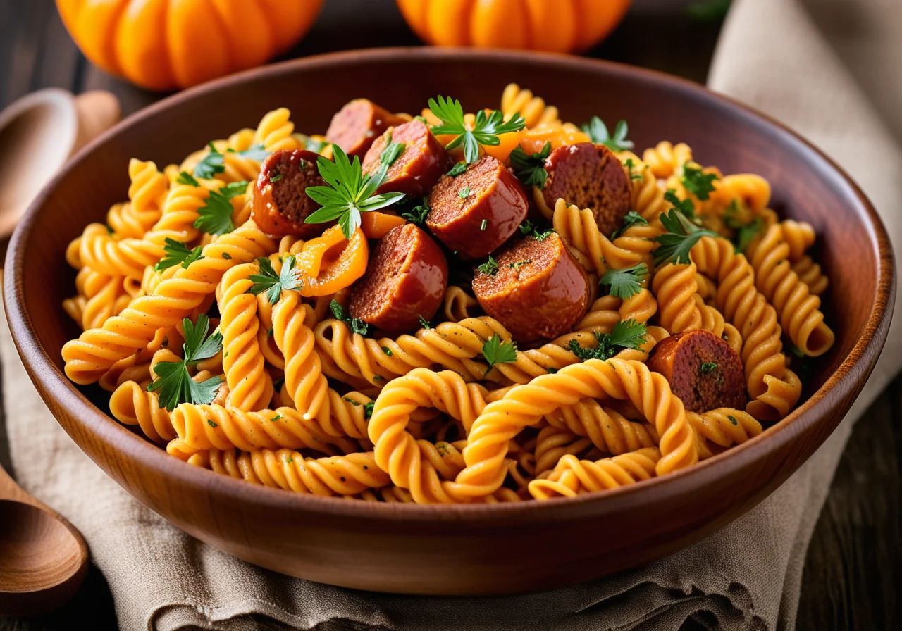 Pasta with Sausage and Pumpkin Sauce