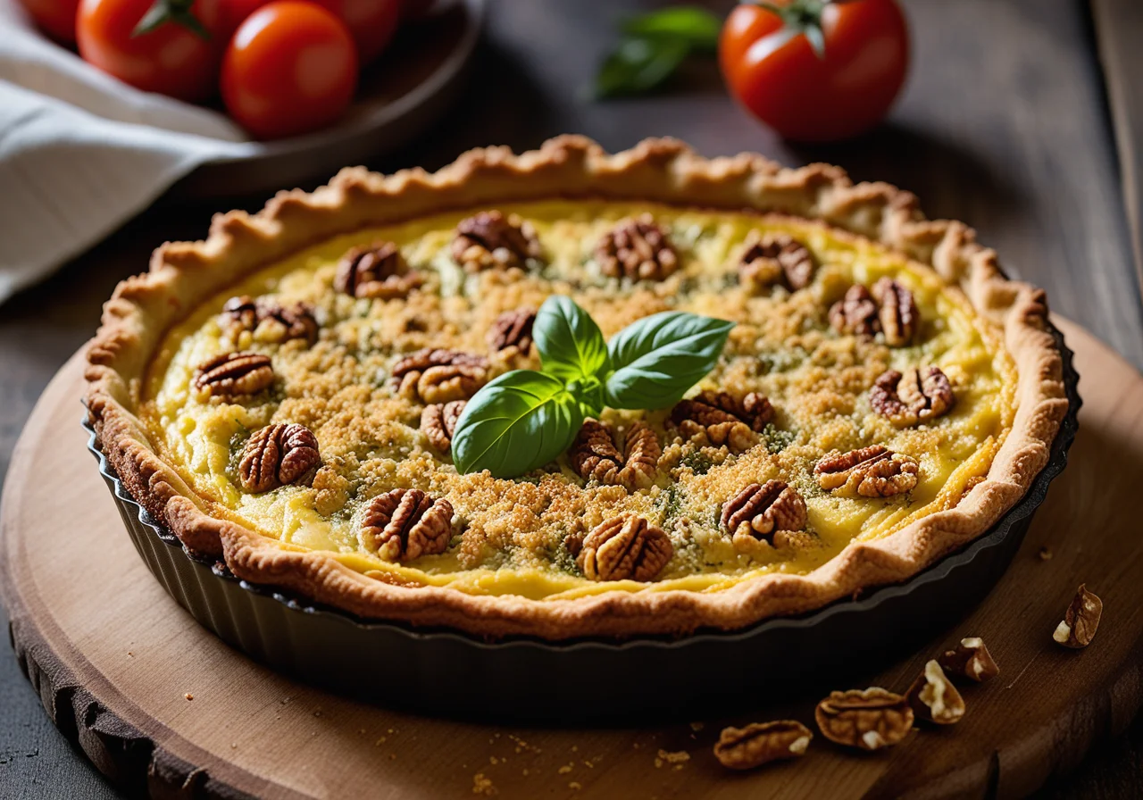 Savoy Cabbage Walnut Quiche