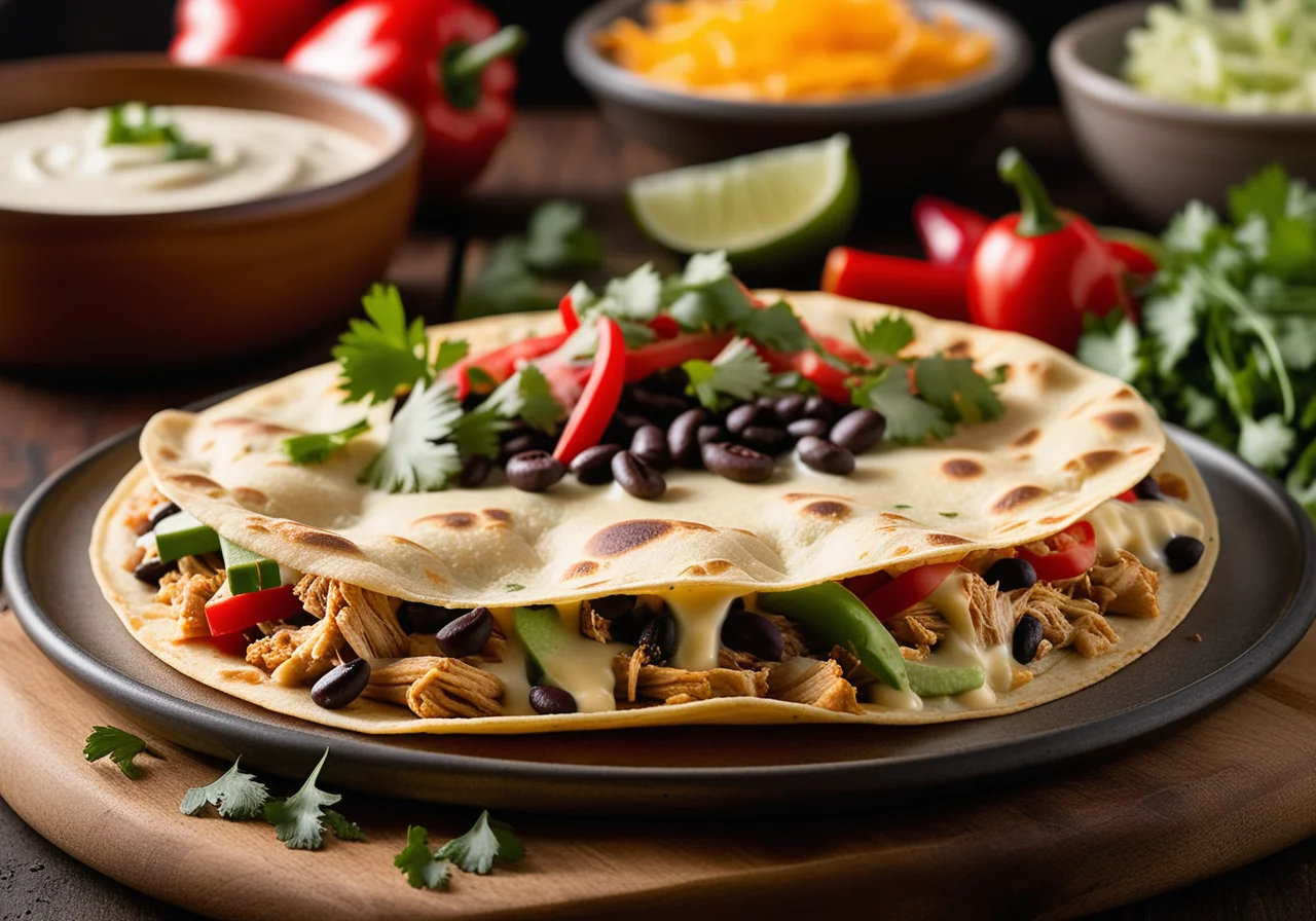 Cheese Tortillas with Chicken and Black Beans