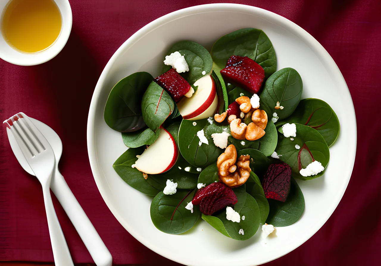 Spinach Salad with Rhubarb and Feta