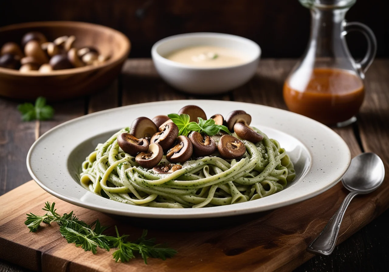 Green Pasta with Mushrooms