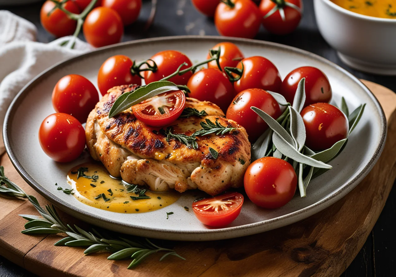 Pan-fried Chicken Breast with Cherry Tomatoes