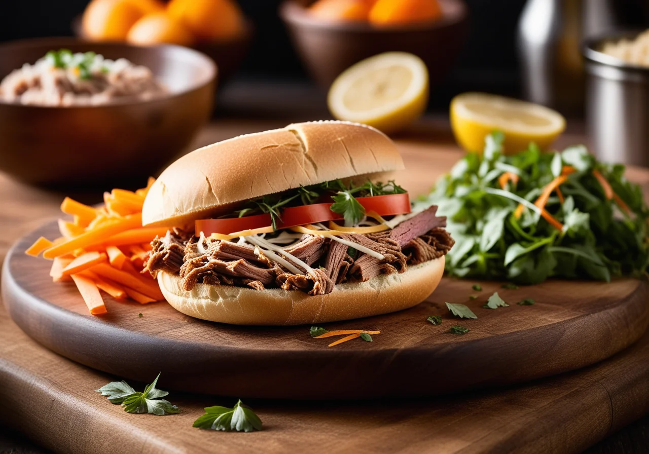 Pulled Pork Sandwich with Carrot Salad