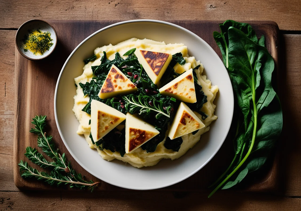 Mashed Potatoes with Swiss Chard and Tofu