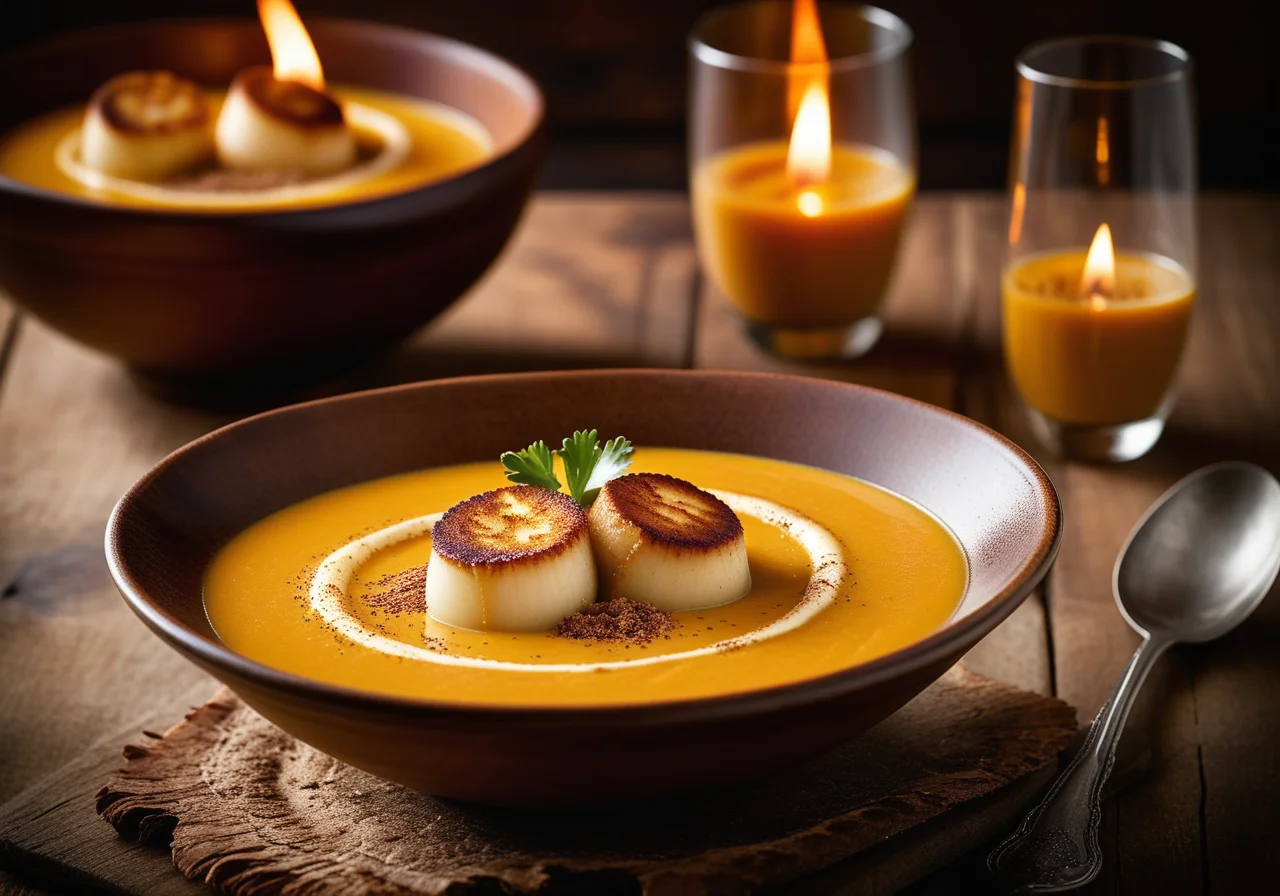 Pumpkin Soup with Scallops