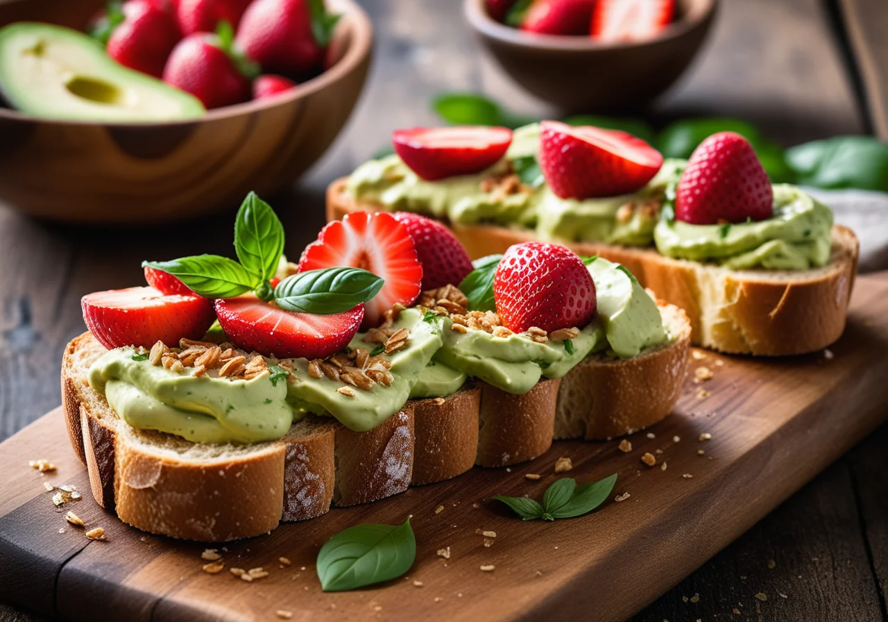 Avocado and Strawberries on Toast