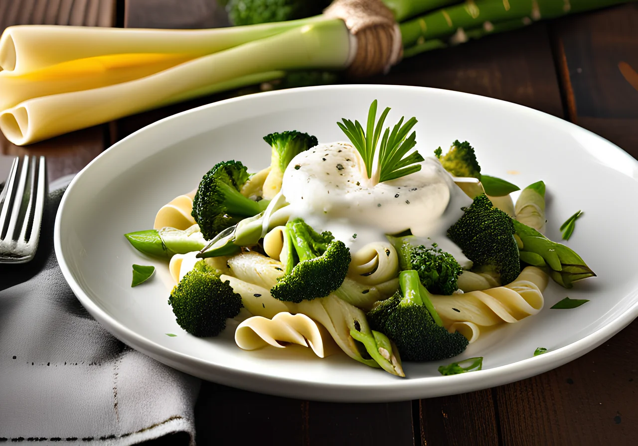 Pasta with Broccoli and Green Asparagus