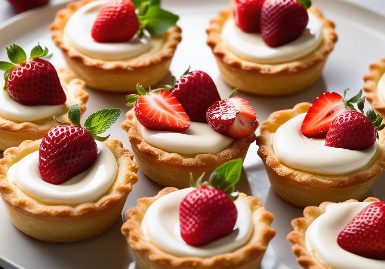 Mini Tartlets with Yogurt Cream and Strawberries