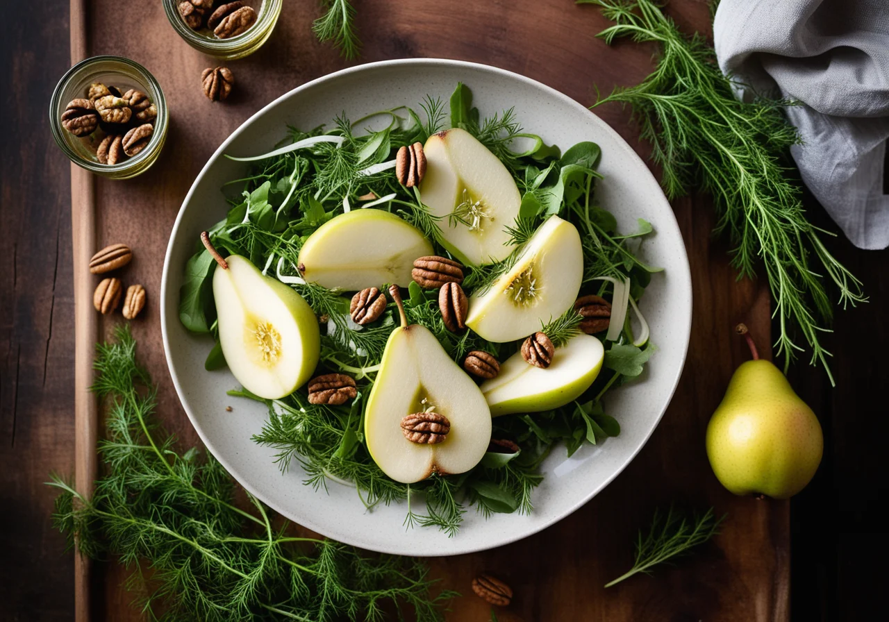 Arugula Salad with Pears, Fennel and Walnuts