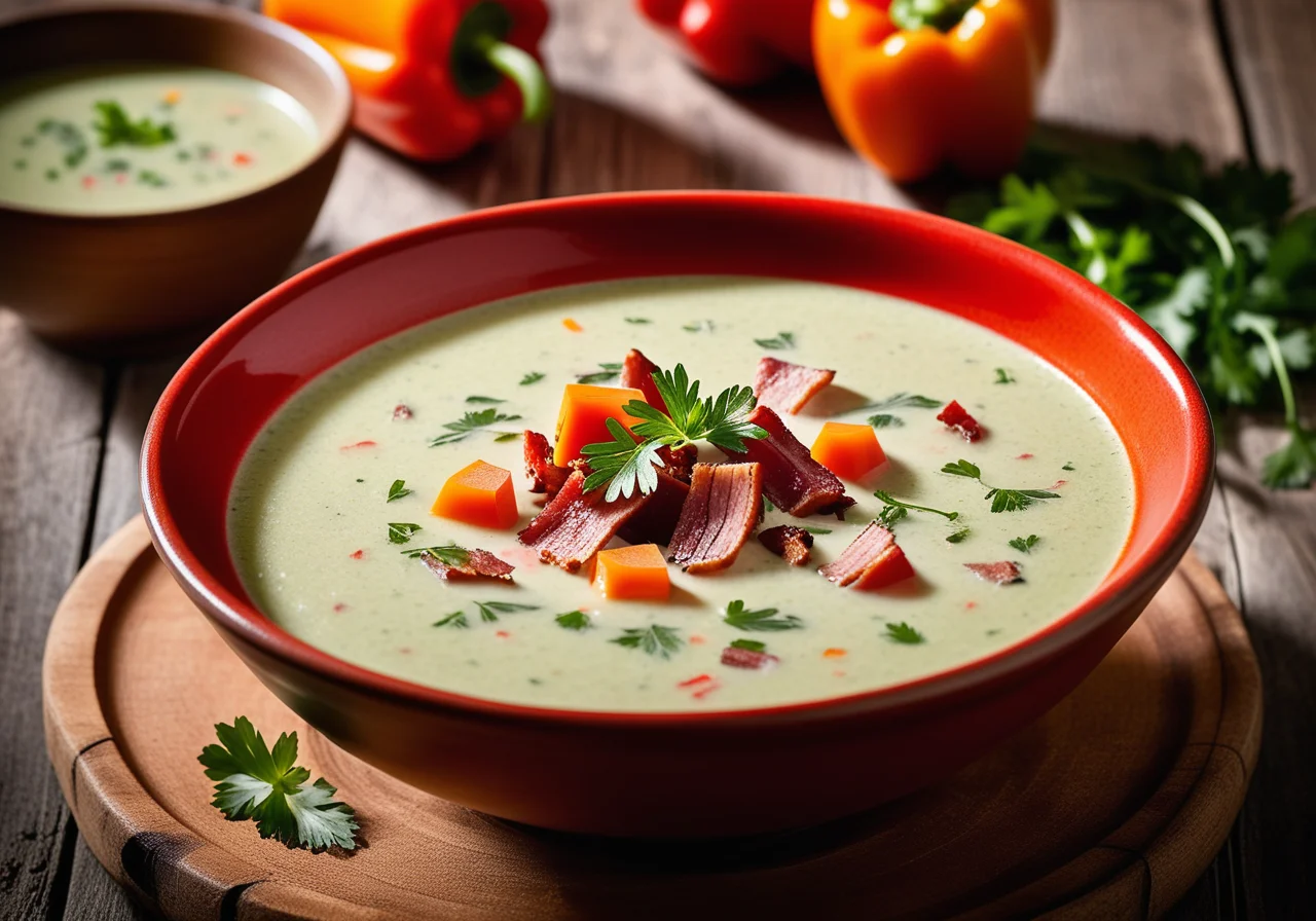 Creamy Coriander Soup with Bacon