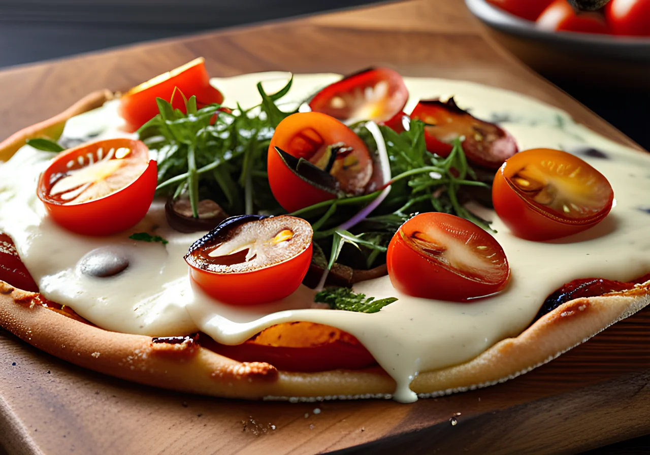 Vegetarian Flammkuchen with Sour Cream Glaze