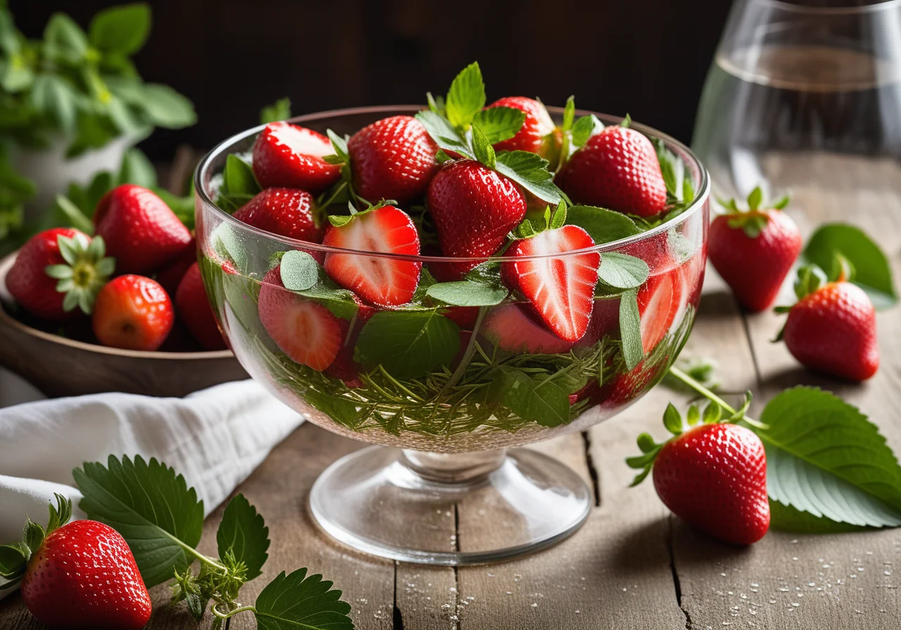 Strawberry Bowle with Wild Marjoram