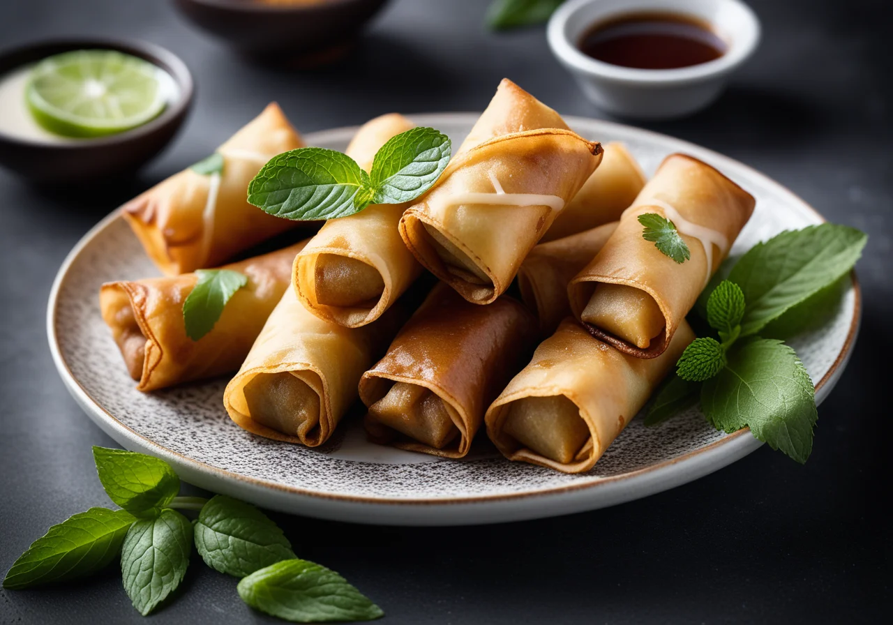 Small Spring Rolls with Sauce