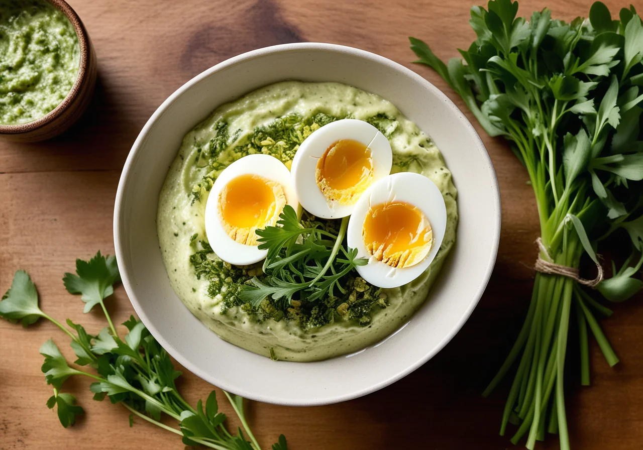 Cress‑Egg Quark with Wild Garlic Goat Cheese