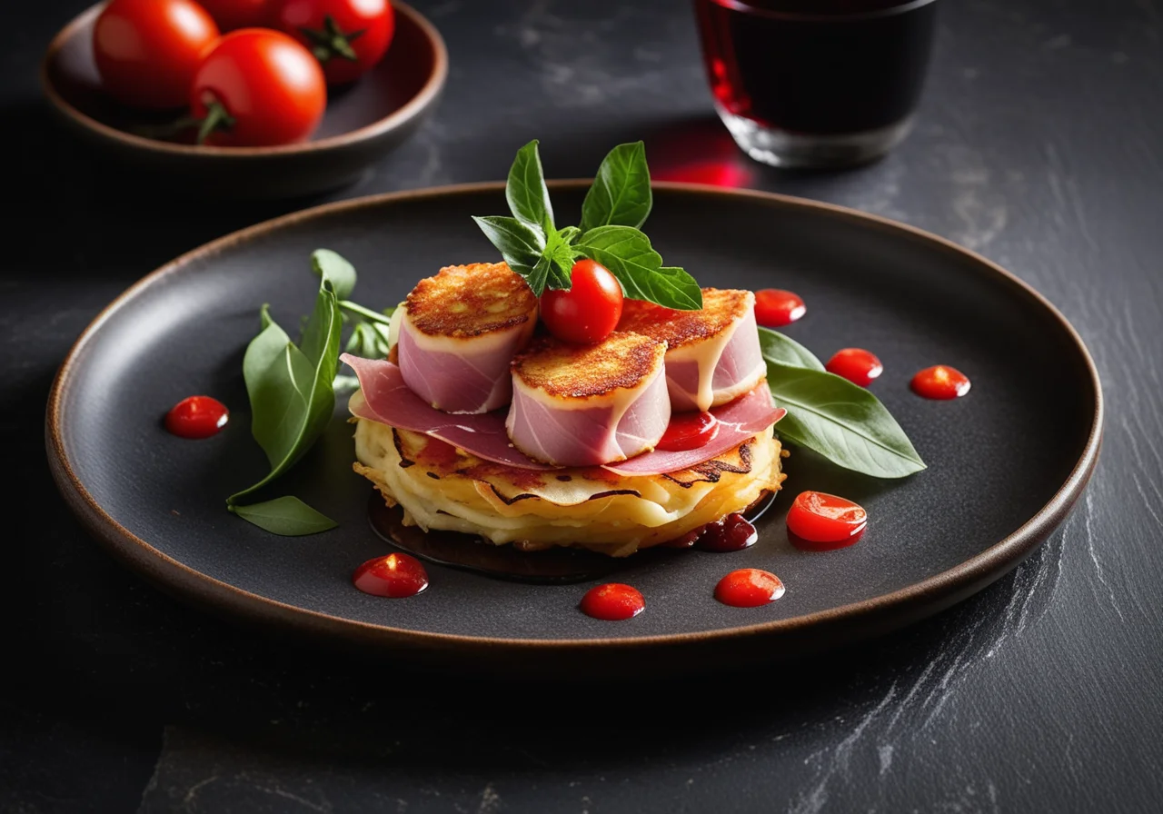 Cod Fillet Wrapped in Ham with Potato Pancakes