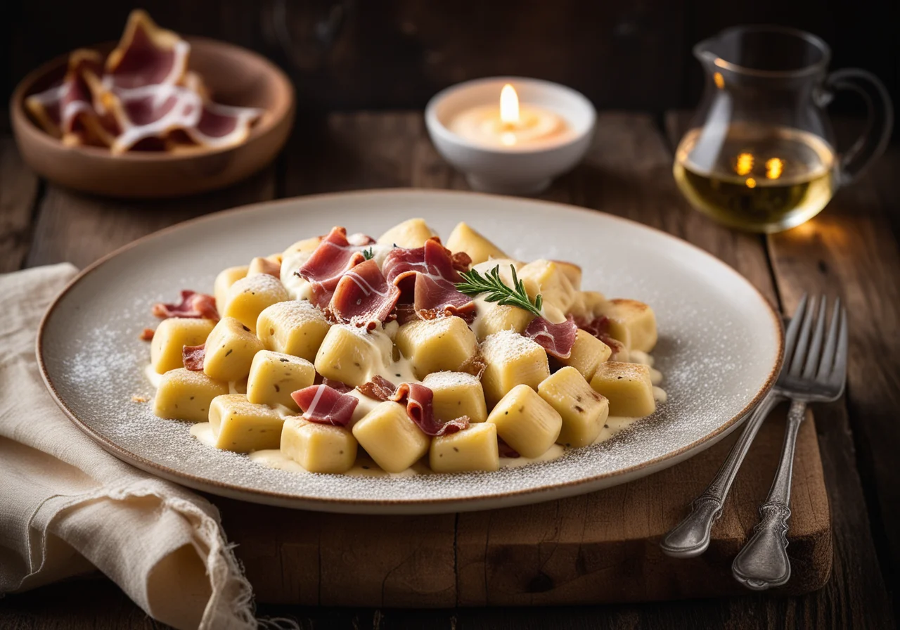 Gnocchi with Cream Sauce and Ham