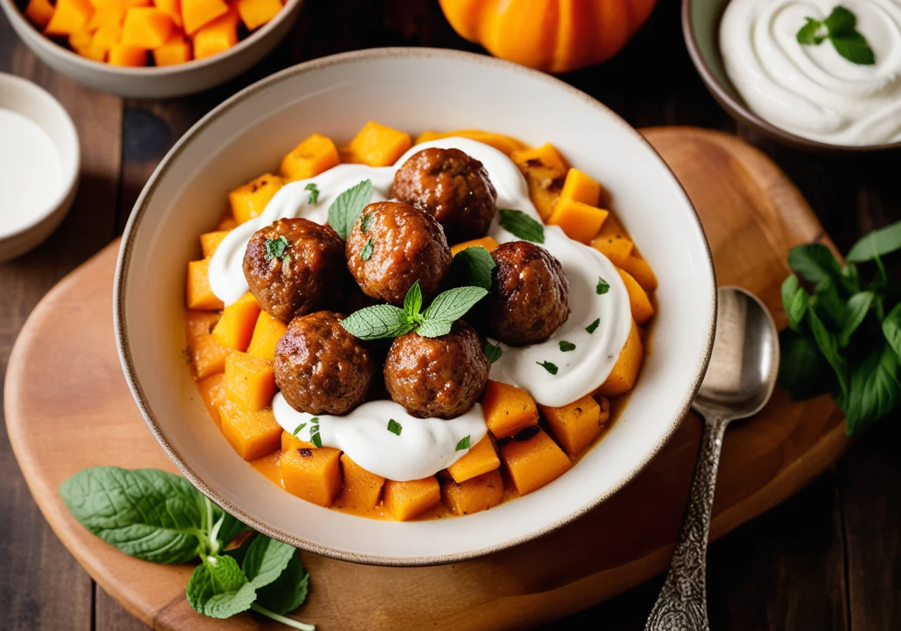 Butternut Squash Ragout with Meatballs