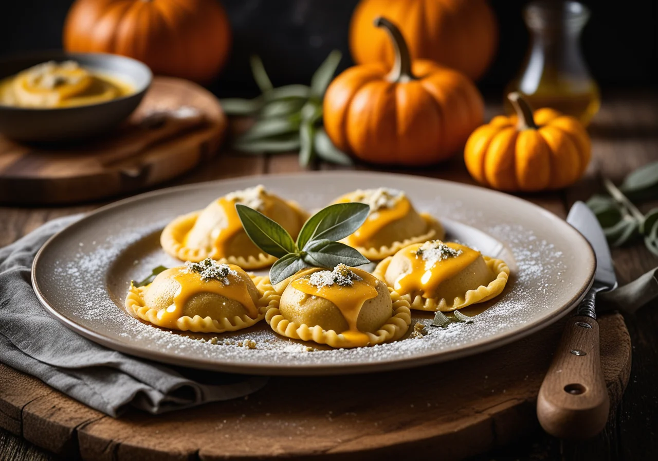 Handmade Pumpkin Ravioli with Gorgonzola Dolce