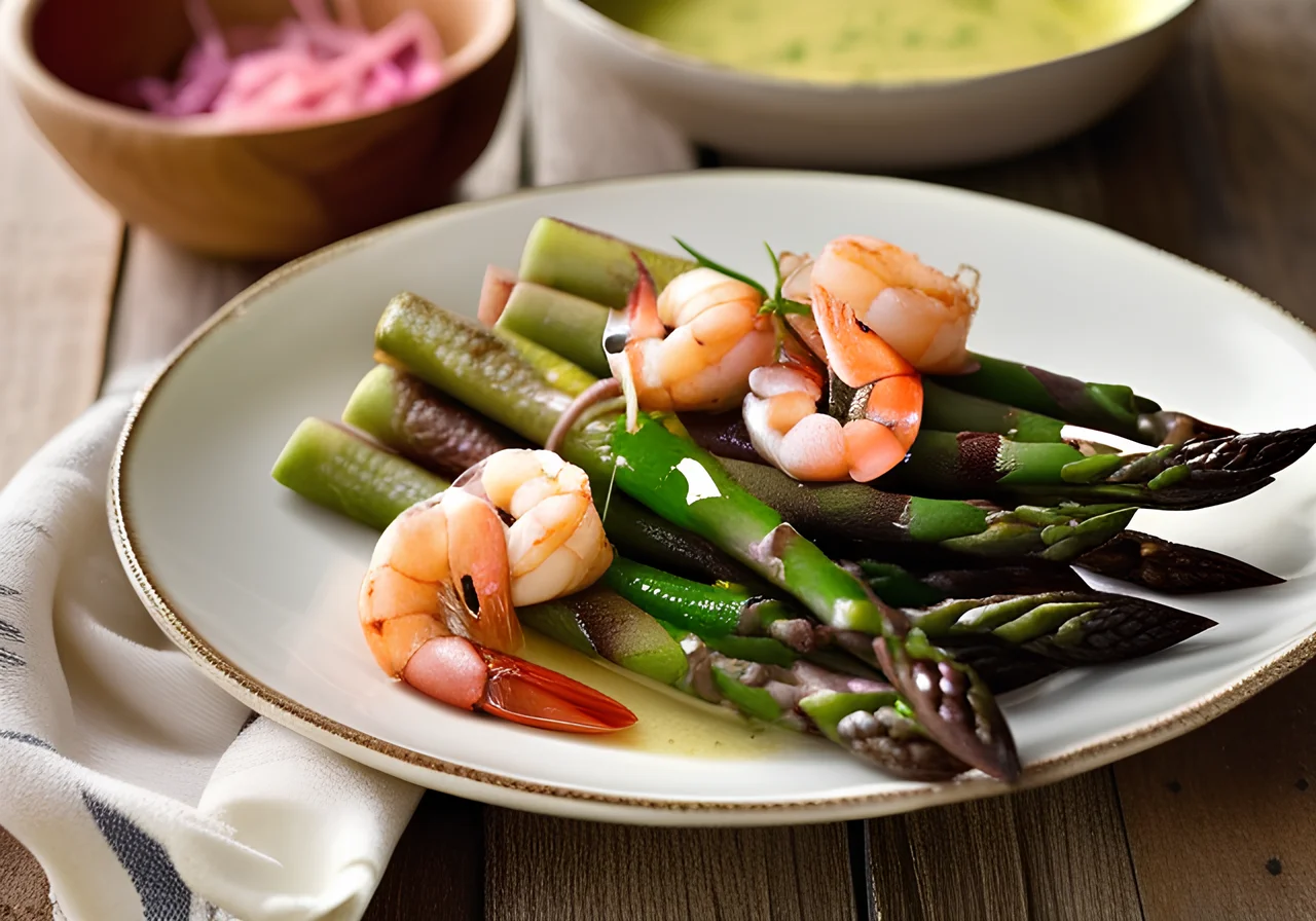 Pan‑Fried Asparagus with Shrimp