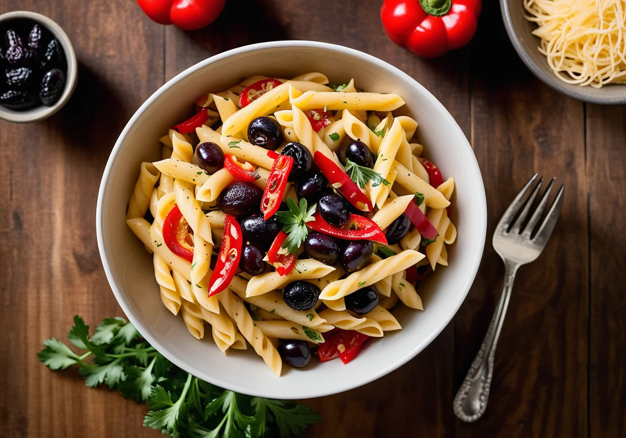 Pasta Salad with Olives, Anchovies and Capers