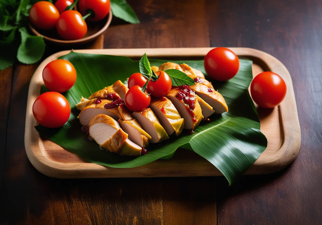 Chicken with Lemon in Banana Leaves