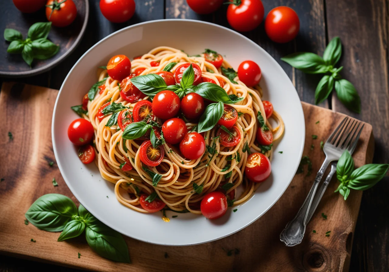 Garlic Noodles with Tomatoes