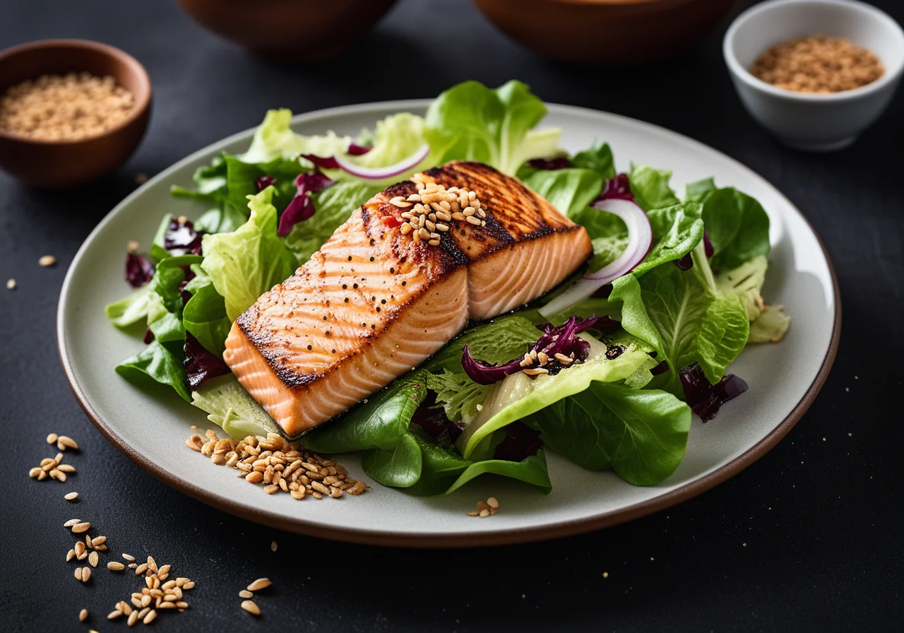 Salmon with Romaine Lettuce