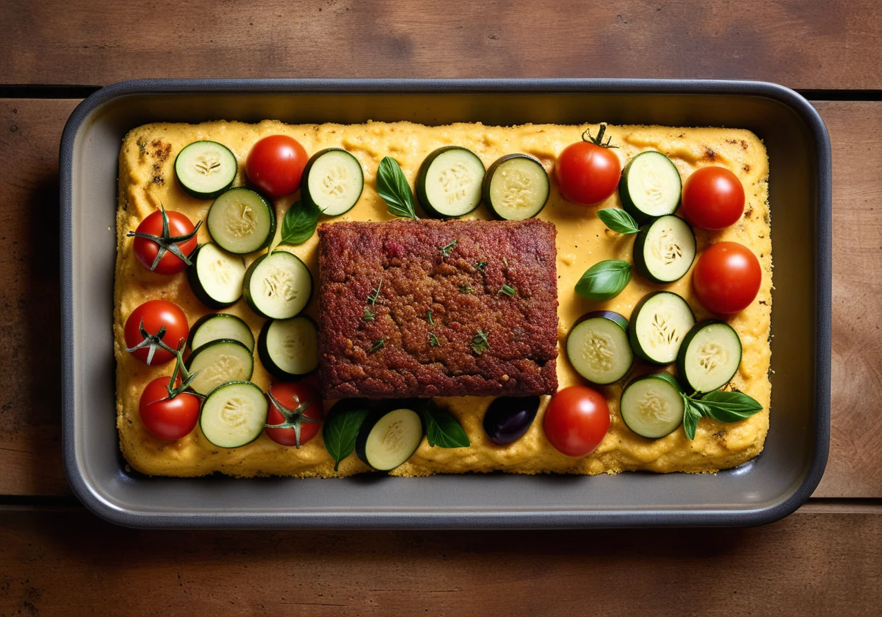 Ground meat loaf in polenta shell