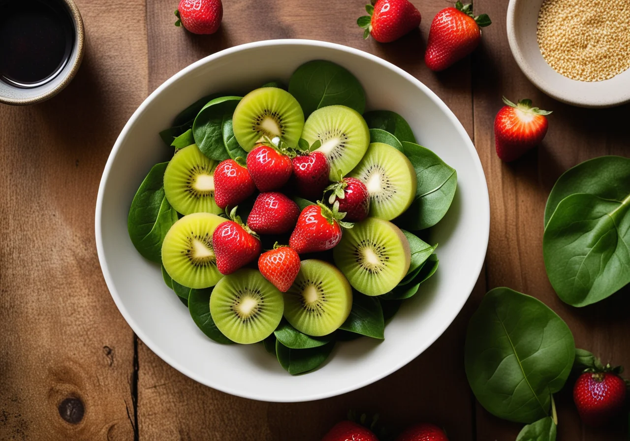 Fruitful Spinach-Strawberry Salad with Kiwi