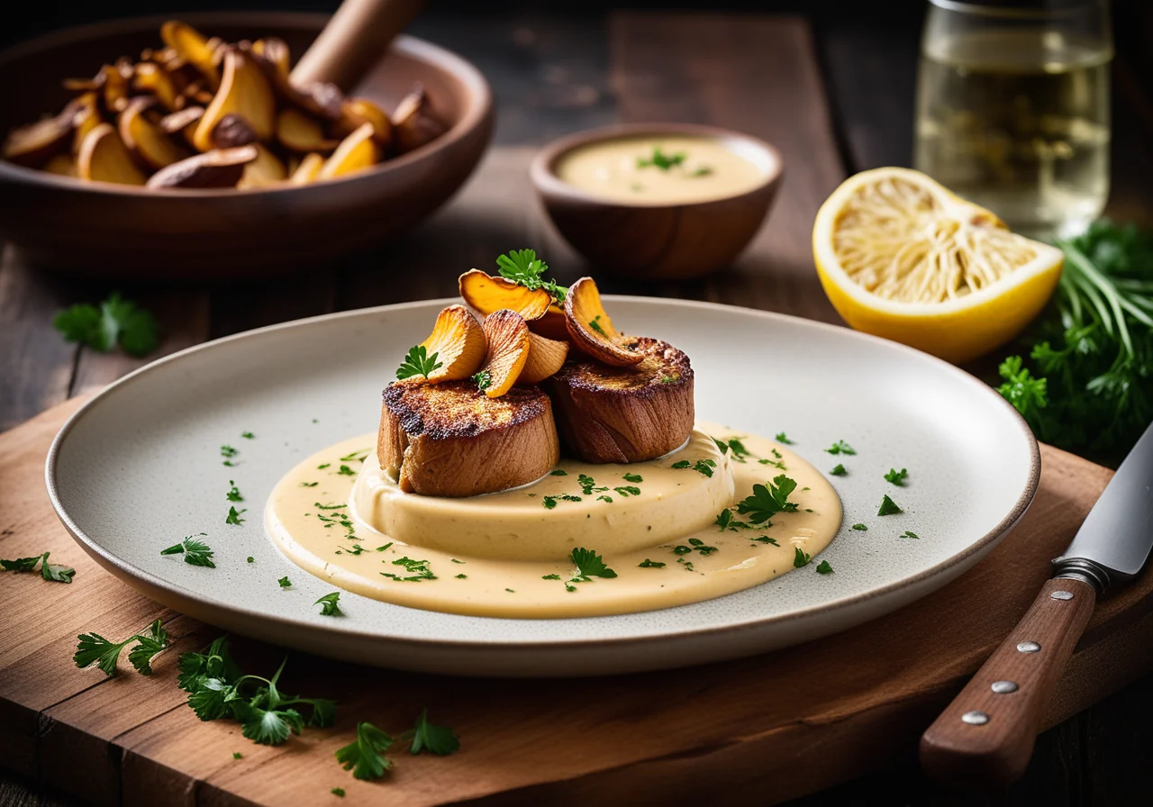 Wallerfilet mit Pfifferling-Kartoffel-Soße