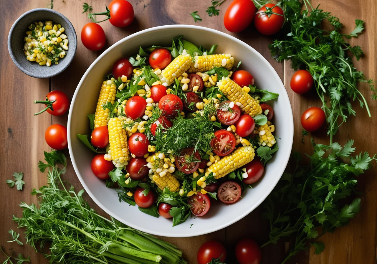 Vegetable Salad with Herbs and Corn