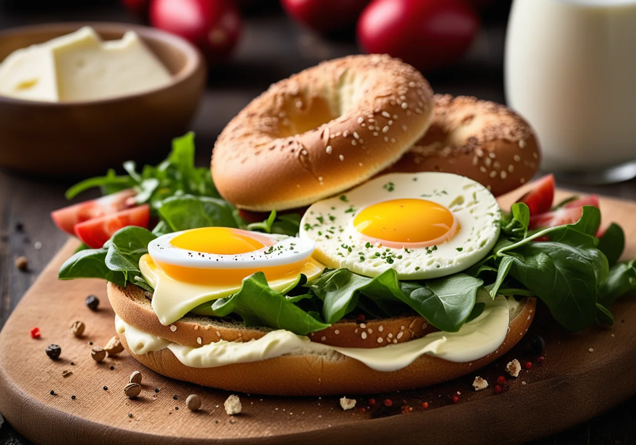 Camembert Bagel with Egg and Cream Cheese
