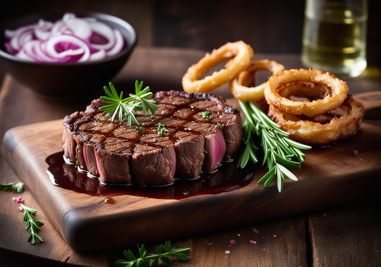 Entrecôte Steak with Onion Vegetables