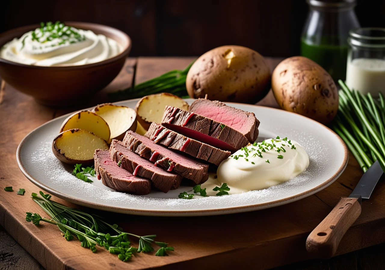 Beef Brisket with Horseradish Sauce and Potatoes