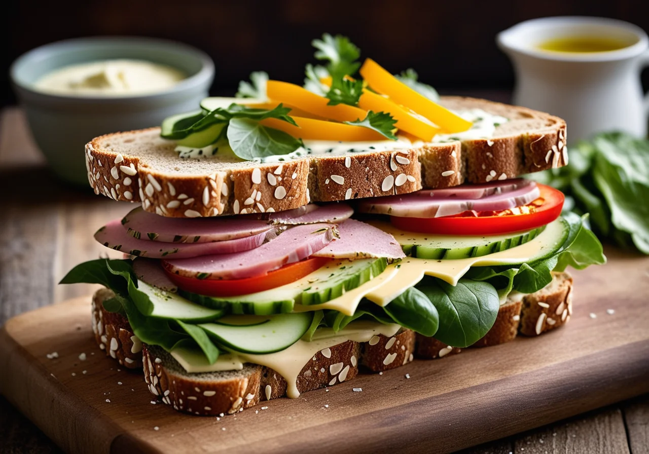 Seed Bread Sandwich with Turkey
